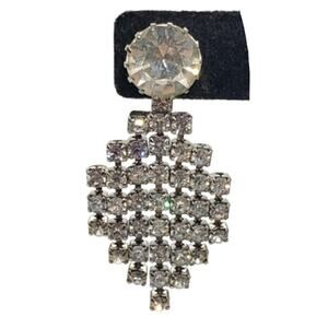 Vintage Clear Rhinestone Tie Tack Brooch Pin Dangle Waterfall Dramatic